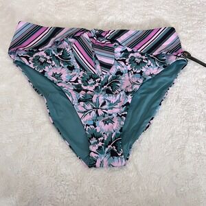 Victorias Secret Boho Beach High-Waist Full-Coverage Bikini Bottom Blue XXL NWT